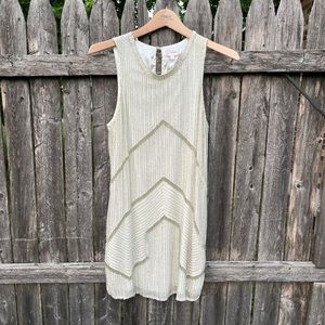 Gorgeous Parker Fully Beaded Silver Sleeveless Minidress XS